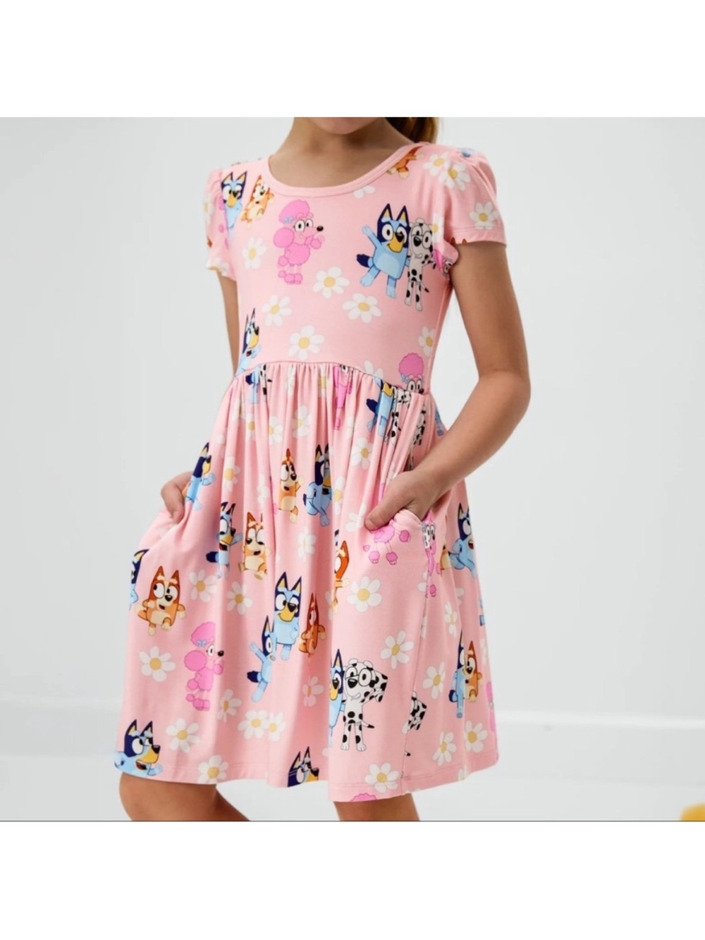 Little Sleepies Bluey Pink Garden Games Skater Dress 3T